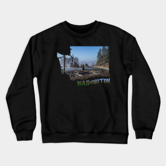 Washington State Outline (Pacific Coast) Crewneck Sweatshirt by gorff